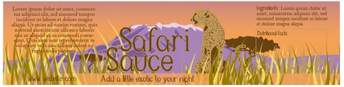 Sauce label with the title 'Ashley's Africa Safari sauce'