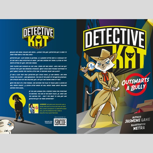 Book cover artwork with the title 'Detective Kat Book Cover Design'