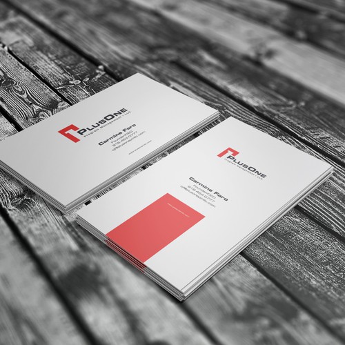 One design with the title 'Logo and business card for PlusOne'