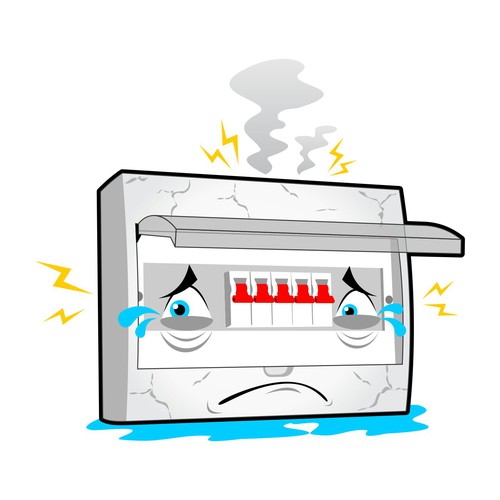 Business artwork with the title 'Electric home switchboard cartoon'