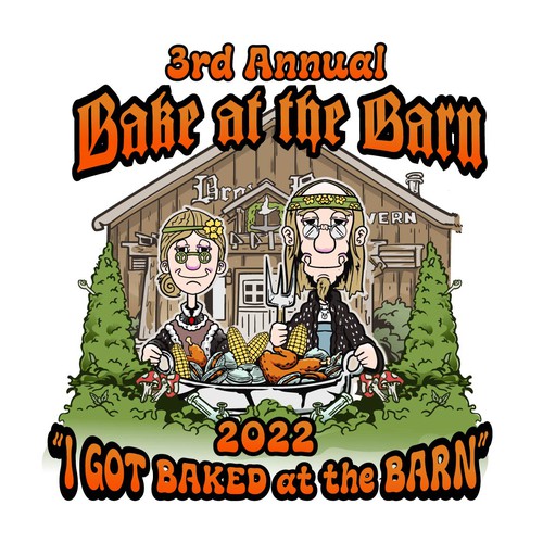 Marijuana illustration with the title 'Bake at barn Tshirt illustration'