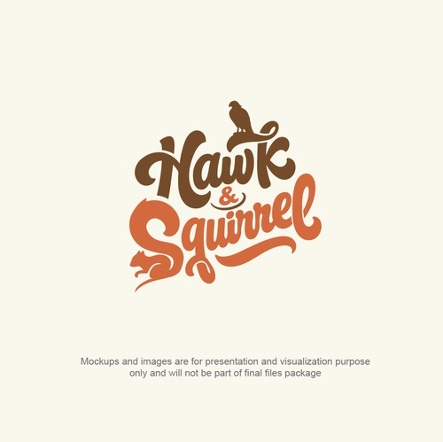 Hawaiian shirt logo with the title 'Hawk & Squirrel'