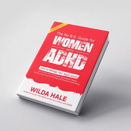 Graphic book cover with the title 'Women with Adult ADHD book cover design'