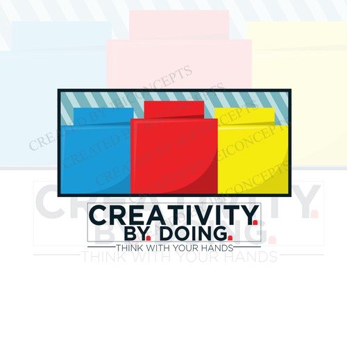 Lego design with the title '"Creativity By Doing" Logo Concept'