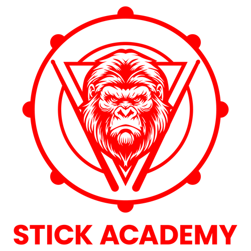 Drummer logo with the title 'Stick Academy'