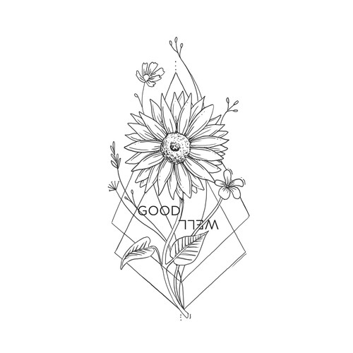 Sunflower design with the title 'Flower tatto'