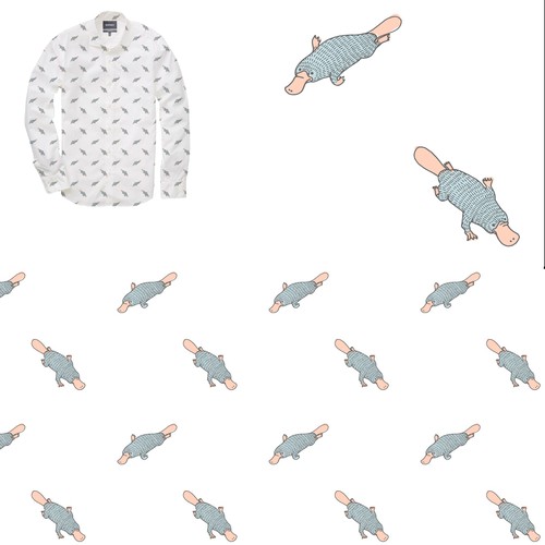 Platypus design with the title 'Platypus seamless pattern for man button shirt'