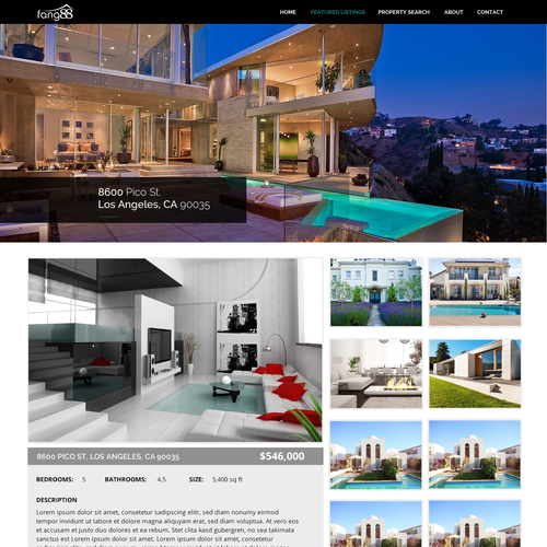 Gallery design with the title 'Real Estate Property Listing Detail Page'