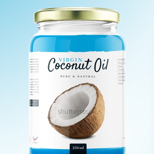 Oil label with the title 'Virgin Coconut Oil'