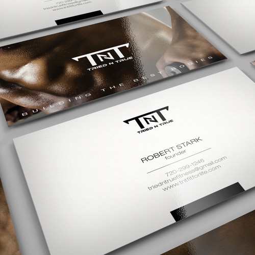 Minimal design with the title 'TOP Fitness Company worldwide - BUSINESS CARD design!'