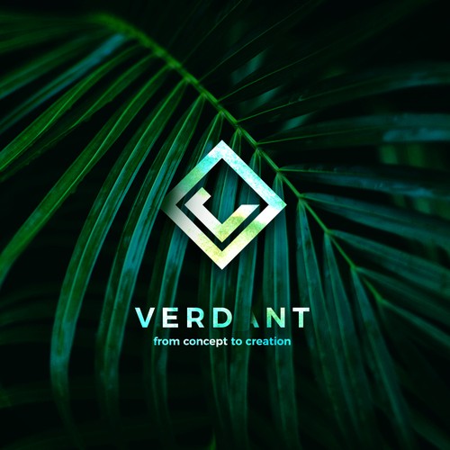 Futuristic brand with the title 'VERDANT - from concept to creation'