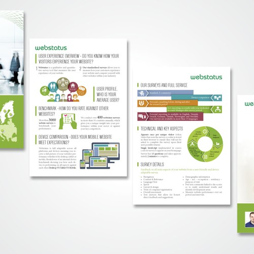 Online marketing design with the title 'Webstatus infographic brossure'