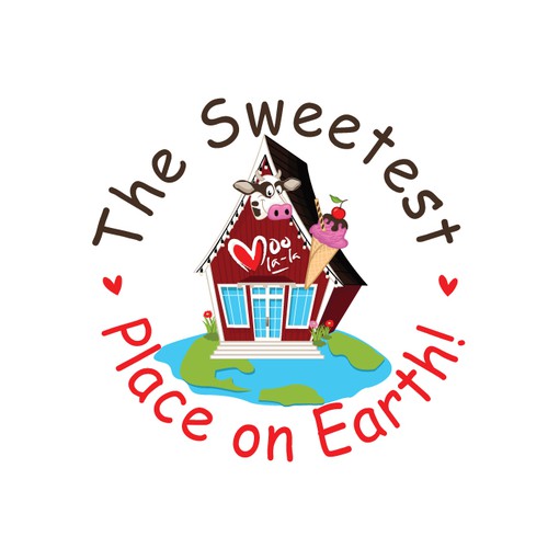 Tiny house logo with the title 'Whimsical ice-cream store logo'