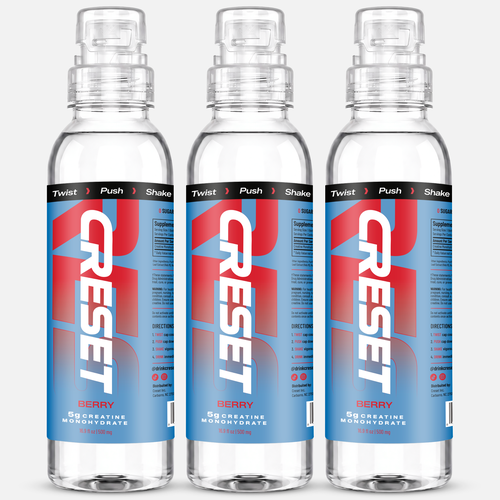 Energy drink label with the title 'Label for a ready-to-drink brand of creatine'