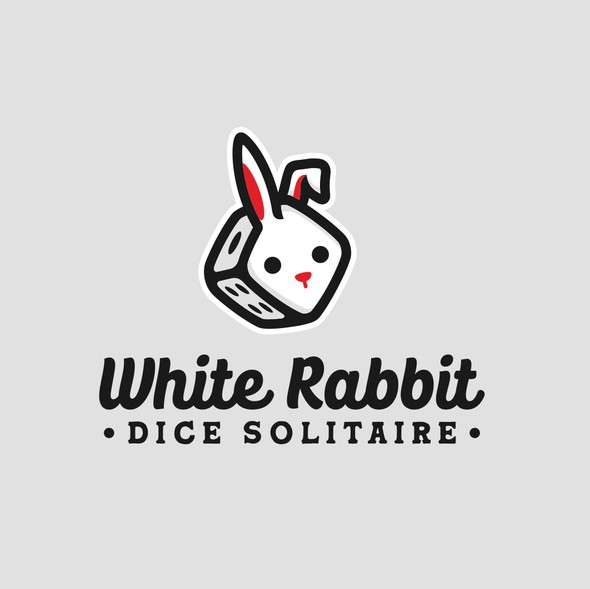 Hustle logo with the title 'White Rabbit Dice Solitaire Logo design'