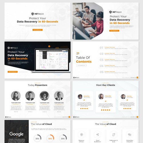 Slide design with the title 'NETDepot'