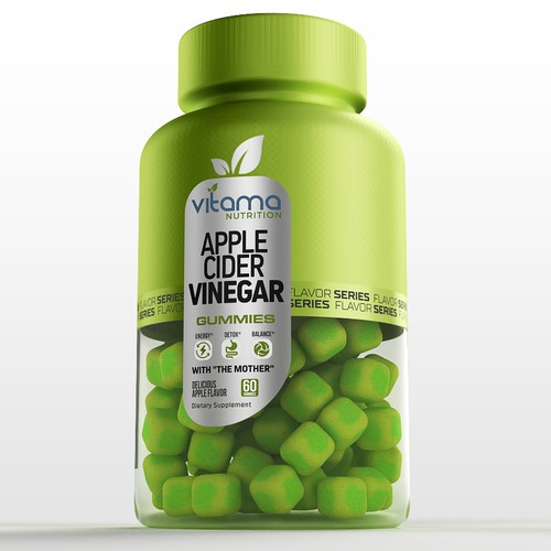 3D label with the title 'apple cider vinegar gummies'