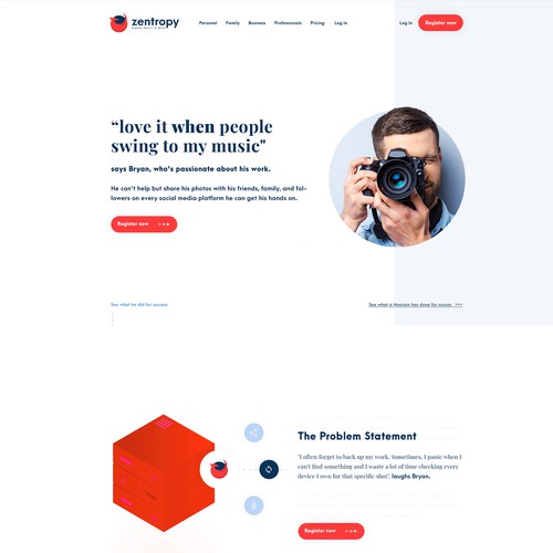 Blue website with the title 'Webdesign for a cloud company'