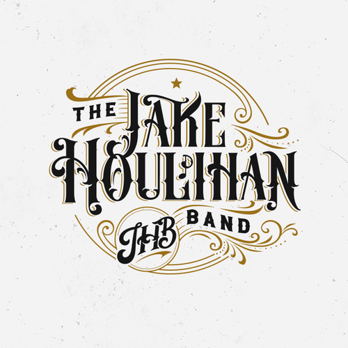 Band logo with the title 'Best band logo make it country maybe some bulletholes added in for periods in initials'