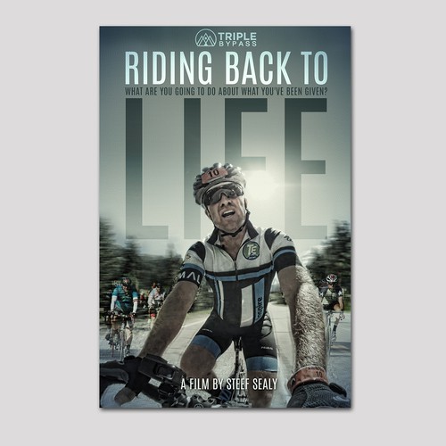 Movie design with the title 'Riding Back To Life'