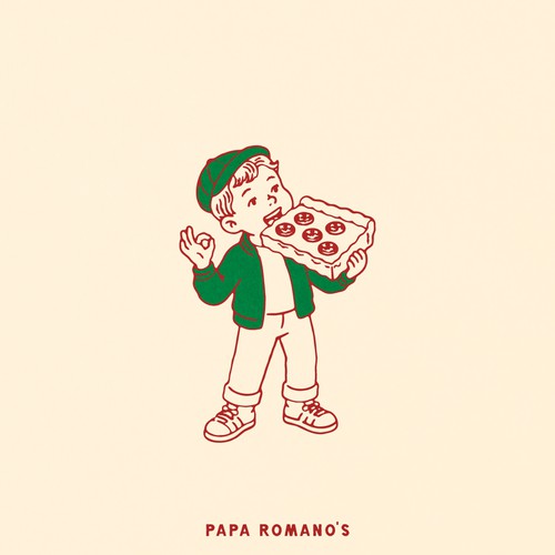Logo with the title 'Nostalgic Mascot Concept for Papa Romano's'