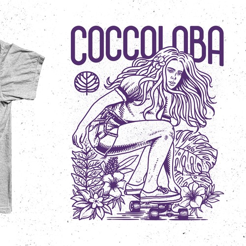 Skateboard design with the title 't-shirt design entry for coccoloba'