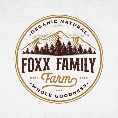 Pine tree logo with the title 'Foxx Family Farm'