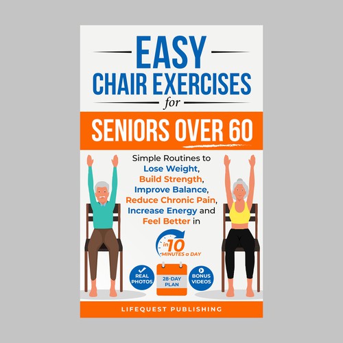 Exercise design with the title 'Easy Chair Exercises for Seniors Over 60'