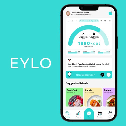 Diet design with the title 'EYLO nutrition tracking app proposal'