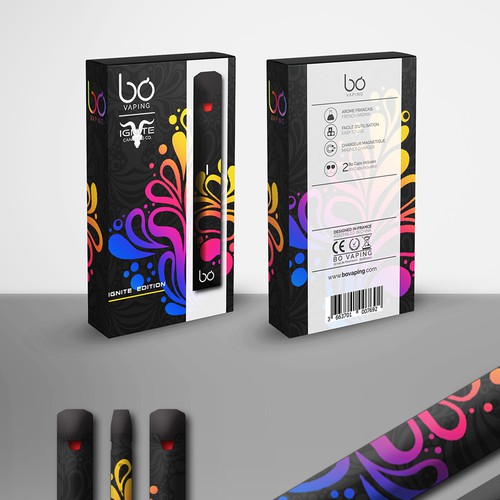 Hemp packaging with the title 'BO Vaping'
