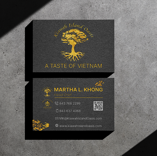 Retreat design with the title 'BUSINESS CARD DESIGN FOR KIAWAH ISLAND OASIS'