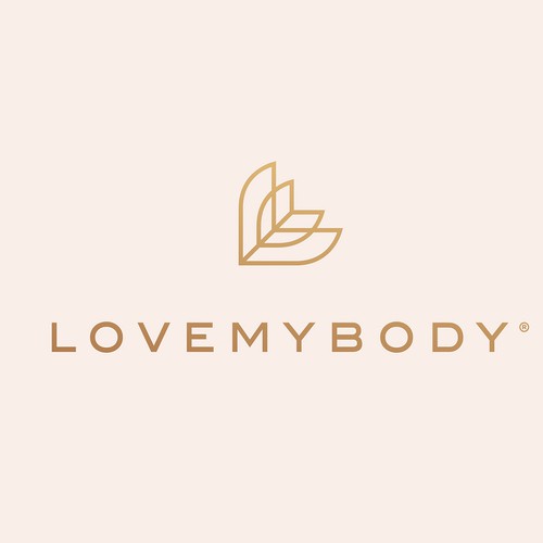Gold and pink logo with the title 'LOVEMYBODY Logo'