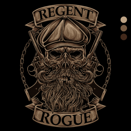 Skull illustration with the title 'Regent Rogue'