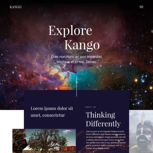 Community website with the title 'Kango Landing Page'