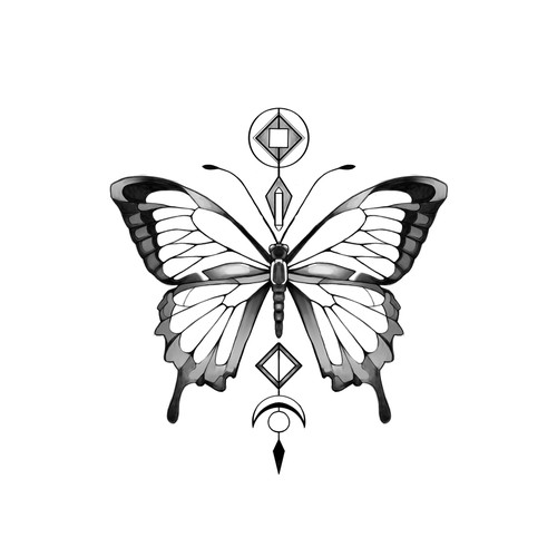 Transformation design with the title 'Butterfly Spirit Tattoo'