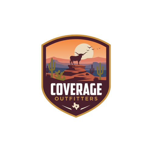 Vintage badge logo with the title 'Outdoor-Inspired Boutique Insurance Logo for Coverage Outfitters'