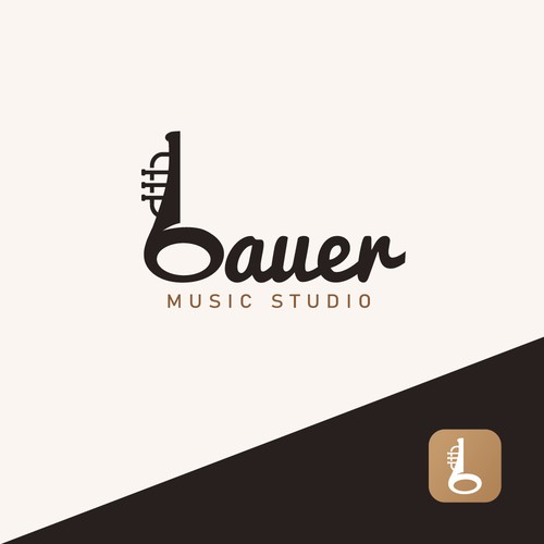 Trumpet design with the title 'Logo for a music studio'