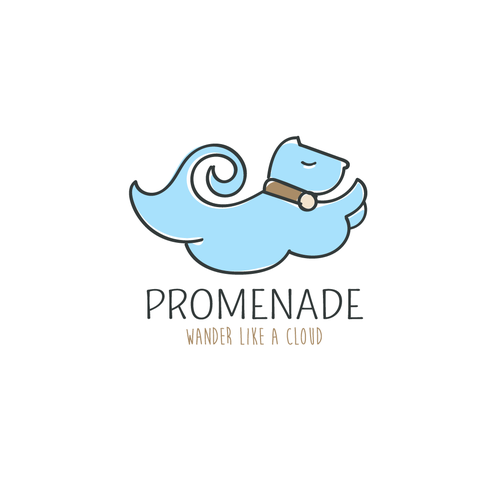 Cute cat logo with the title 'Promenade - Wander like a Cloud'
