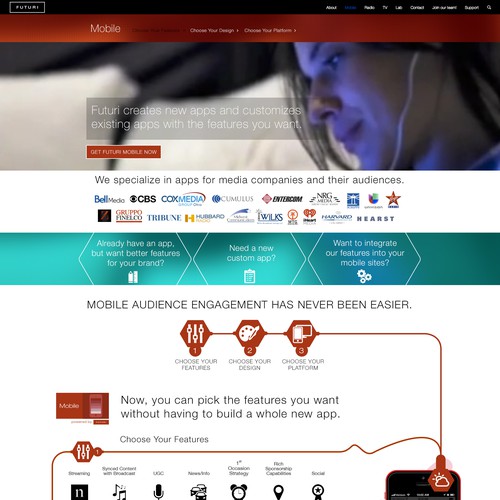 Infographic website with the title 'Futuri Media need a web page redesign'