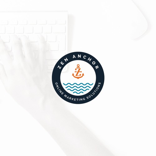 Navy design with the title 'Identidade Visual/Branding Zen Anchor'