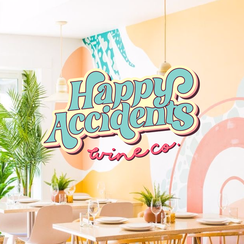 Winery logo with the title 'Happy Accidents'