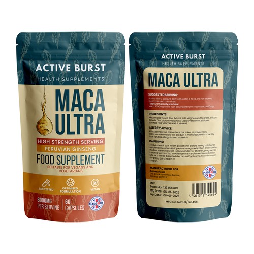 Label packaging with the title 'Packaging Design'