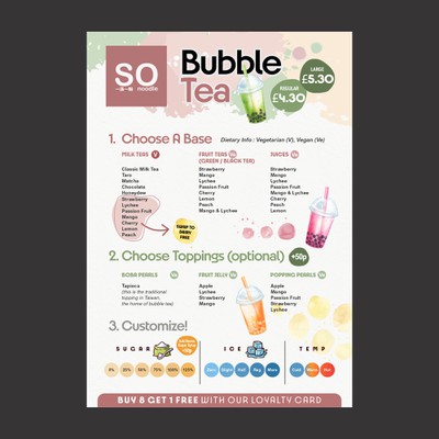 Bubble Tea Menu