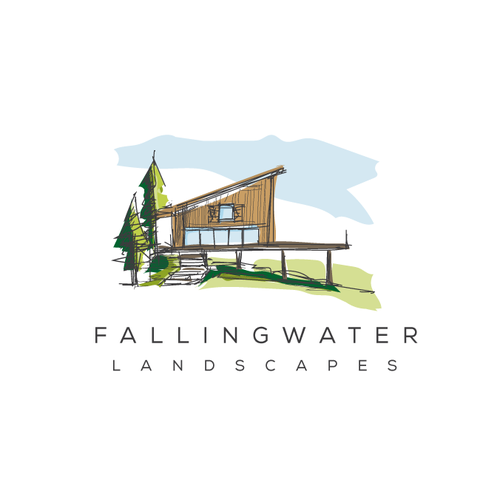 Landscape logo with the title 'fallingwater landscapes'