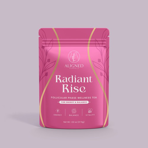 Feminine label with the title 'Design Bold & Bright Packaging for Women's Hormonal Wellness Tea'