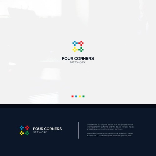 Corner design with the title 'Design a stylish (& warm) logo for Four Corners Network'