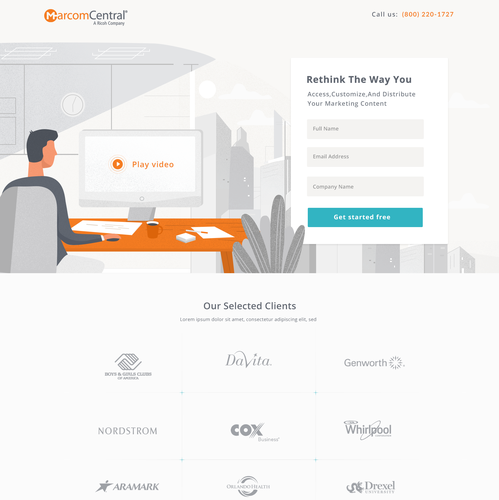 Header design with the title 'landing page'