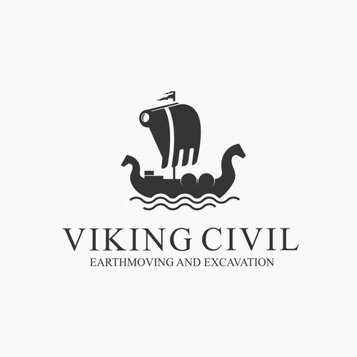 Construction design with the title 'Dual meaning logo for viking and excavation company'