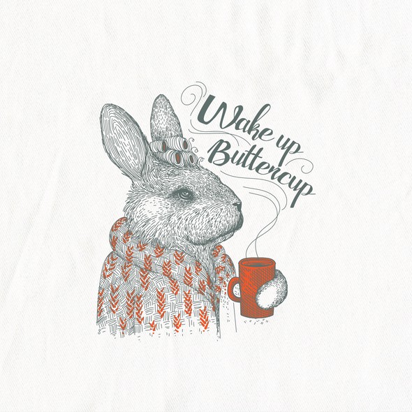 Bunny illustration with the title 'Buttercup Bunny illustration for In 2 The Nest'