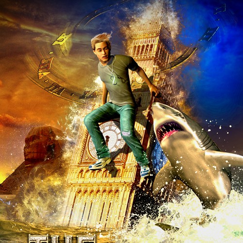 Shark design with the title 'Sci-fi fantasy book cover'